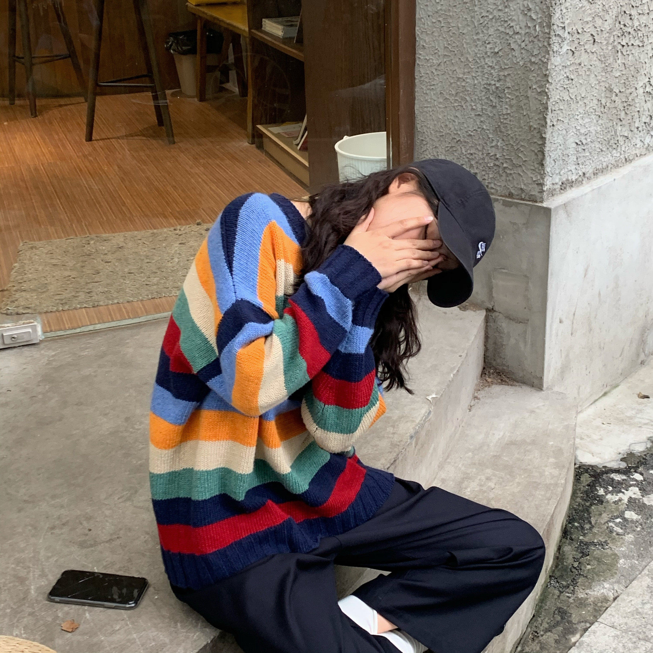 RAINY homemade year-end fans clear cabin minimum 3 fold from no deback ~ sweet and rainbow striped sweater