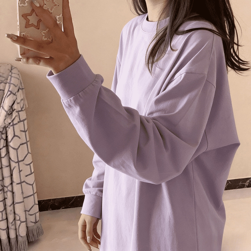 400g Combed Cotton Long-Sleeve T-Shirt 2025 New Style Ribbed Cuff Base Shirt for Women Autumn and Winter Inner Wear Top Couple Style 400g Combed Cotton Long-Sleeve T-Shirt 2025 New Style Ribbed Cuff Base Shirt for Women Autumn and Winter Inner Wear Top Couple Style
