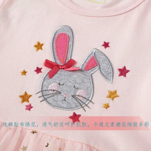 Хлопковое детское платье, наряд маленькой принцессы для раннего возраста, короткий рукав