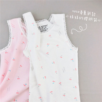 2022 Summer Childrens Clothing Girl Short Sleeve T - shirt Cotton Lace Vest Baby Hanging Hanging Baby Baby Baby Strap Blade