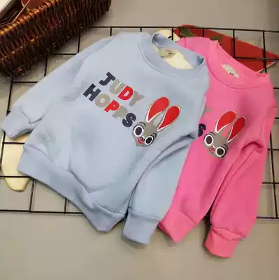 Children plus velvet thickened cotton T male and female baby pullover top cartoon Joker casual sweatshirt Small children Winter Dress