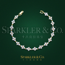 18 karat jewellery (custom) natural mini pearl 18K gold fu gu kuan bracelet female