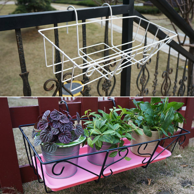 Balcony hanging flowerpot shelf wrought iron railing window rack wall hanging cauliflower potted flower stand balcony hanging