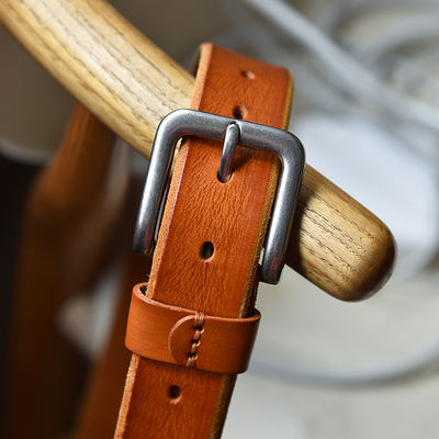 Special Offer: Yugu ® Men's and Women's one simple vintage leather top layer cowhide square pin buckle belt, 3.5cm wide