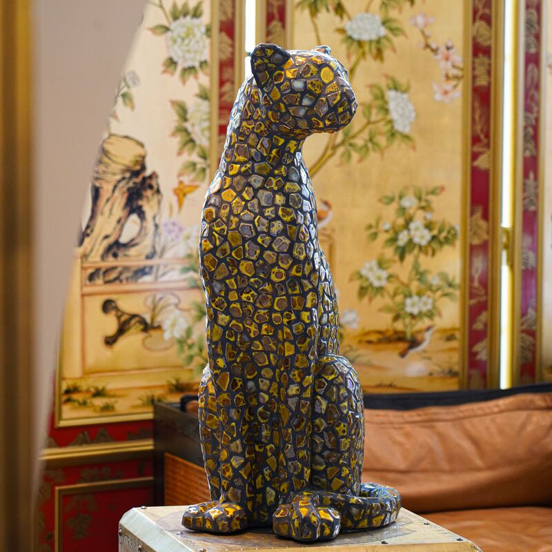 【Benny's Home】Bj04 Deep Leopard Print Porcelain Tile Leopard Handmade Patch Outdoor Decoration Entryway Floor Ornament