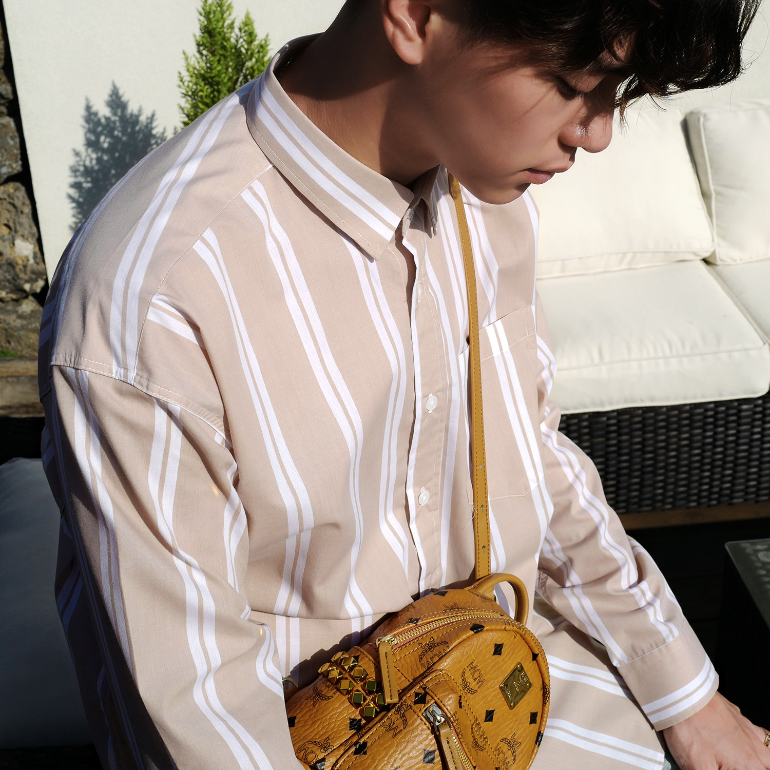 首席名模/17aw 店主推荐 走路带风的宽松条纹男长袖衬衫