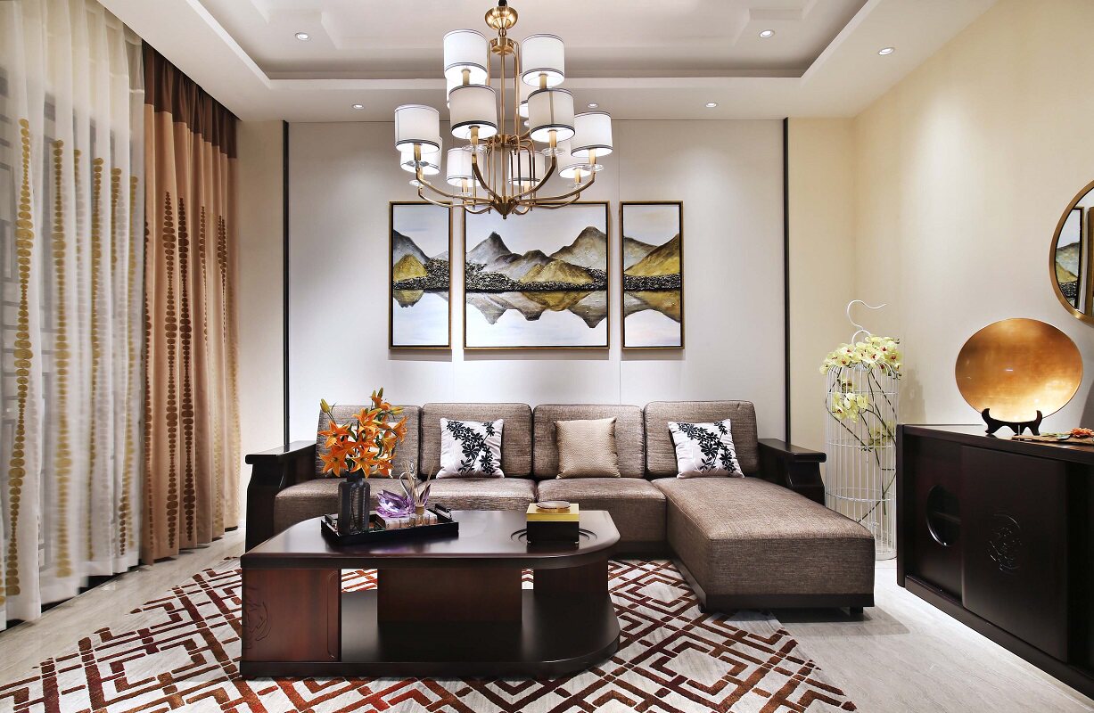 Living room package: corner sofa tea table TV cabinet