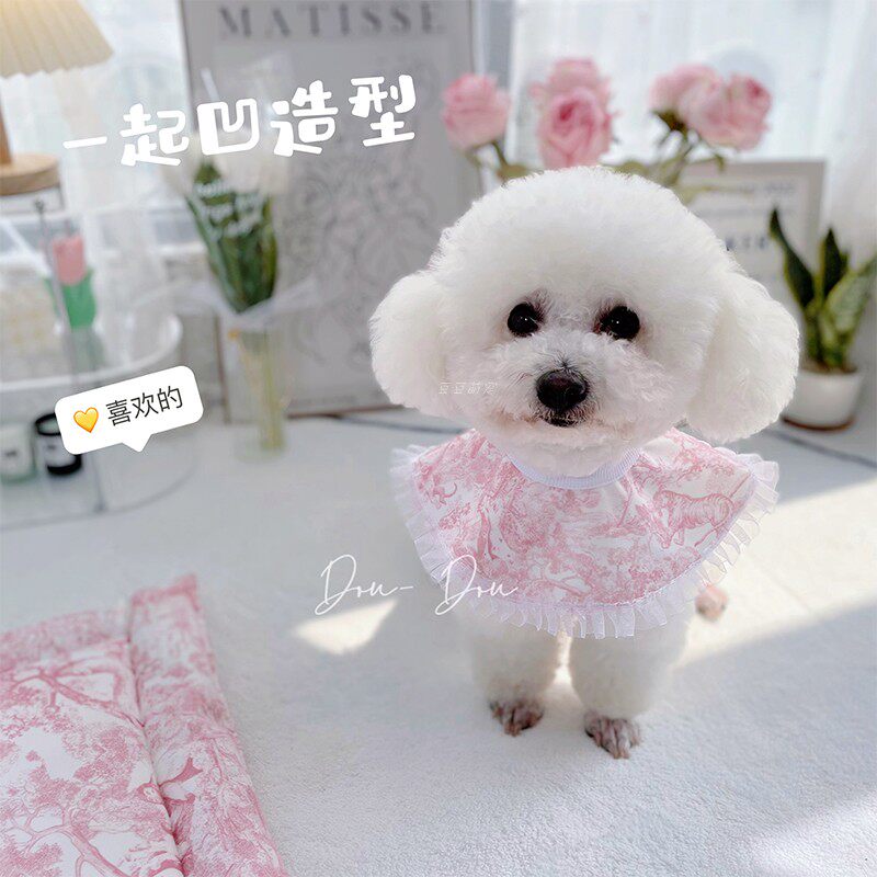 Dog collar pet bib bichon teddy saliva towel cat bib concave shape decoration