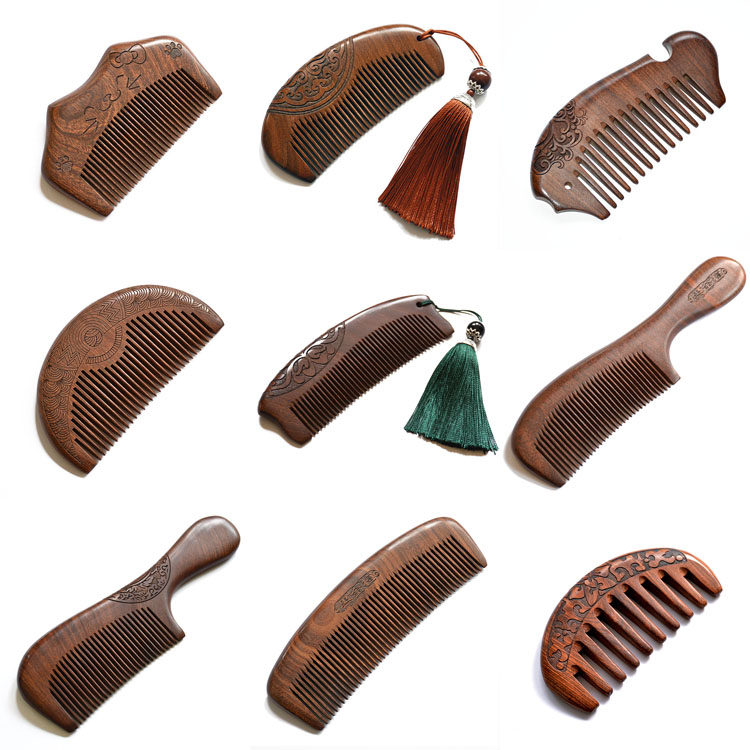 Black gold sandalwood comb anti-static sandalwood comb full wood anti-hair hair hair hair comb