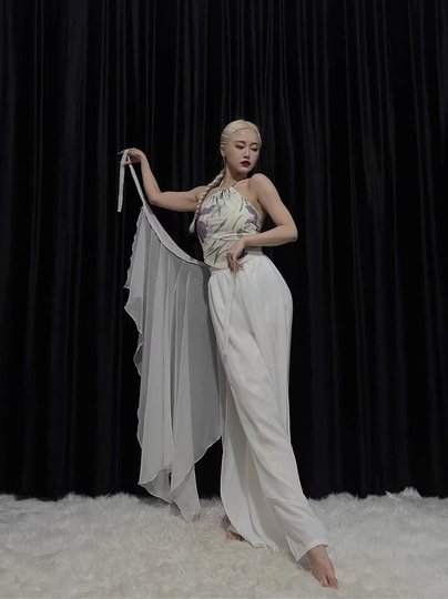 ROUR【挂脖肚兜】肉肉老师背心绑带吊带气质印花中国舞蹈挂脖上衣