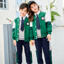 Kindergarten uniform spring and autumn primary school uniform set childrens class uniform British style sportswear pure cotton three-piece set