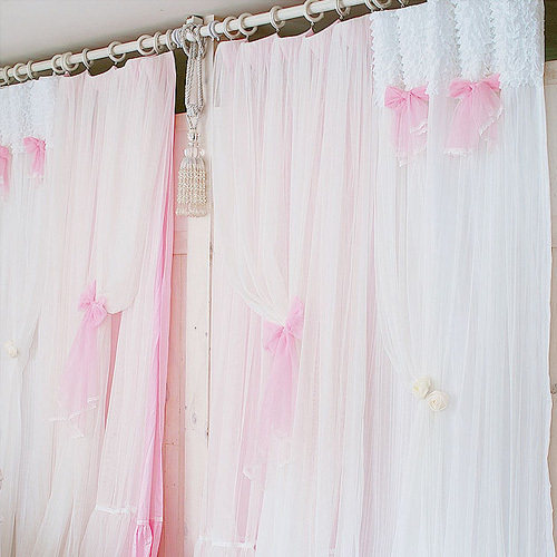 Floor curtain yarn Shading Public Main Wind Dream Bedroom Romantic Pink Living Room Wedding girl lace fresher floating window