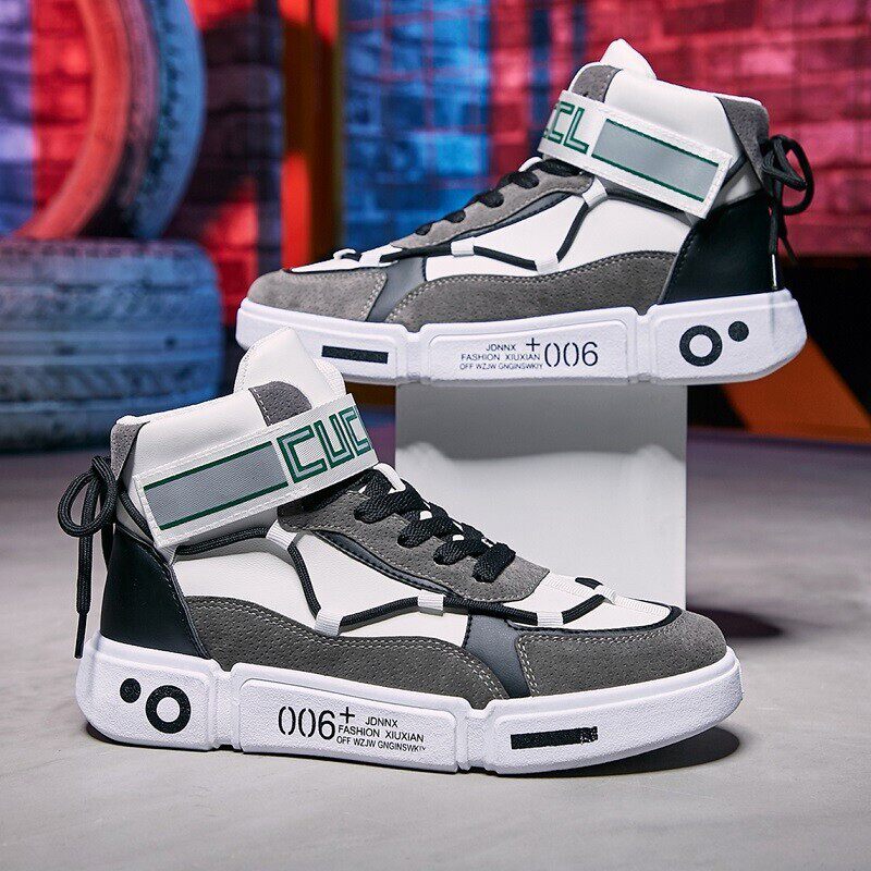 芭步仕男鞋2019冬季新款潮鞋网红悟道休闲板鞋运动鞋男加绒高帮鞋