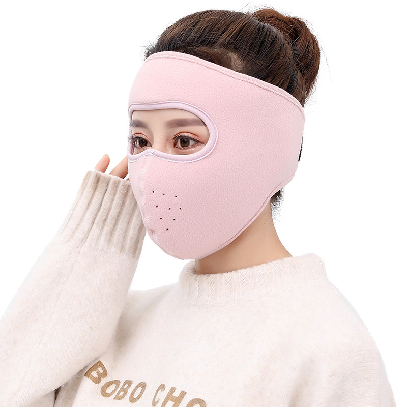 冬季加绒加厚口罩女开口造儿童防寒防风护颈骑车全脸保暖面罩