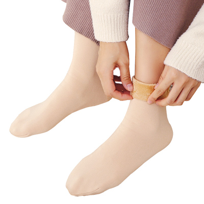 加绒加厚中筒雪地袜3双