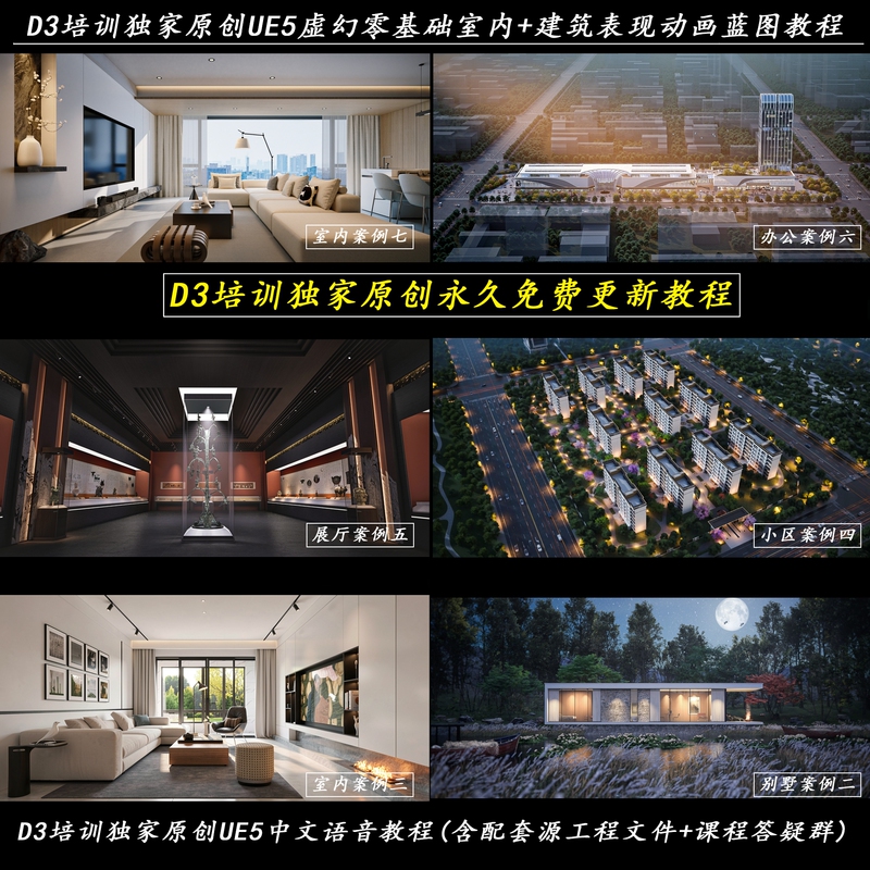 Ue5 Unreal Engine Beginner's Guide to Indoor and Outdoor Animation Roaming Course Blueprint Interaction Chinese Voice Architecture Rendering Tutorial