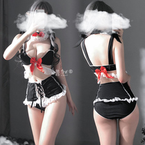 Sexy lingerie Maid uniform temptation passion suit blood drops open transparent nightclub teasing