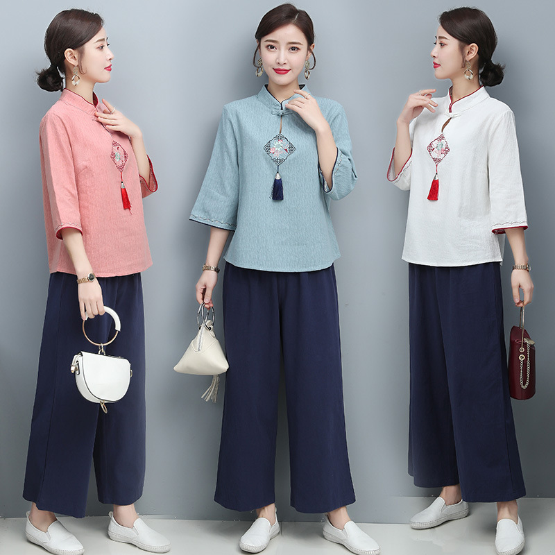 Traditional Chinese Medicine Health Preservation Hall Physiotherapist Working Clothes Cotton Linen Tea Suit Women Suit Tea Artistes Beauty Salon Moxibustion Clothing Customised