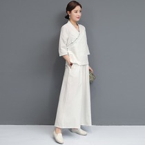 Traditional Chinese Medicine Beauty Health Preservation Hall Moxibustion Work Suit Womens Ear Physiotherapy Pushup High-end Technician Temperament Chinese Cotton Numb Summer