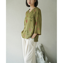 Simple everyday (Qing shirt) CVCCO spring and summer 22 mm flower Luo Hongyun yarn mulberry silk V-neck T-shirt top special