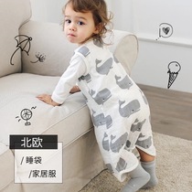 Clearance) Baby split leg gauze sleeping bag summer thin new baby pajamas pure cotton anti-kick childrens vest quilt