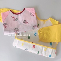 Baby rice pocket Cotton waterproof childrens eating cover Infant protective clothing Long sleeve bib painting apron