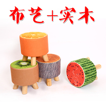 Shoe-changing stool low footstool wearing shoes stool simple round stool small bench solid wood fashion wooden stool round stool sitting small stool