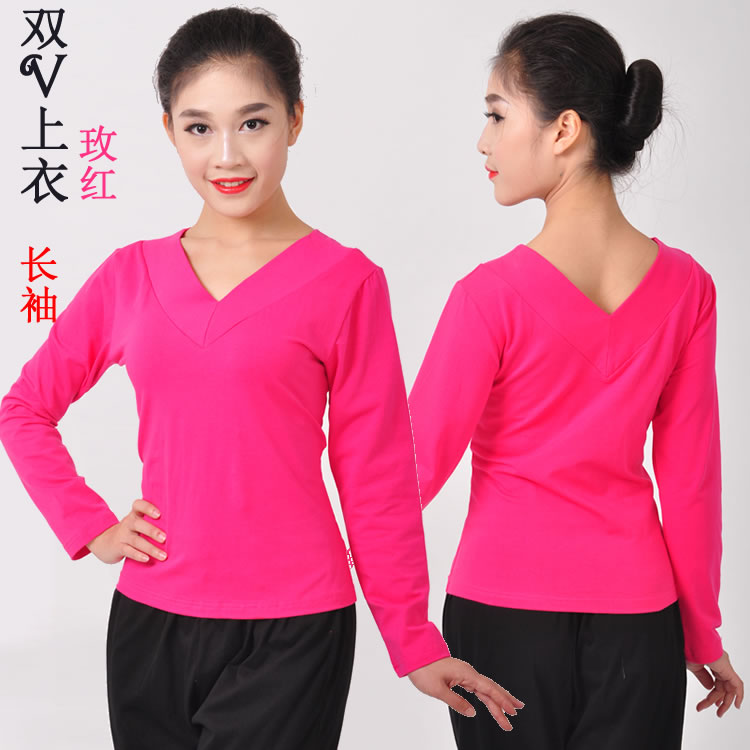 Square dance outfit new suit autumn and winter long short sleeve blouses Latin practice adults dancing clothes dance clothes women