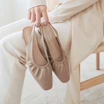  Flat shoes 2020 summer Korean explosion micro-pointed square head slender sense fairy gentle rear empty low-heeled bag head PU single shoes