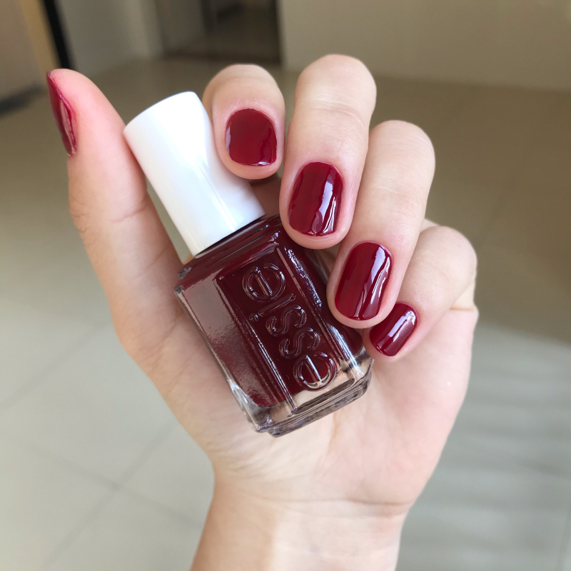 American ESSIE nail polish no baking fast drying lasting summer cherry red 808 Bordeaux burgundy red 12 feet white