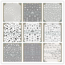 Special clearance MAGICO Ultra-thin adhesive nail sticker black and white letters Christmas snowflake element