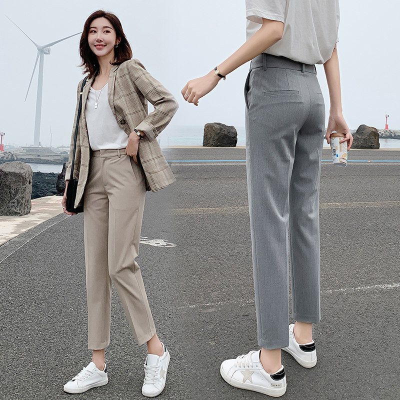 Suit pants women's straight tube loose drape autumn clothes 2021 new nine-point professional Rob Harlan pants small feet casual pants