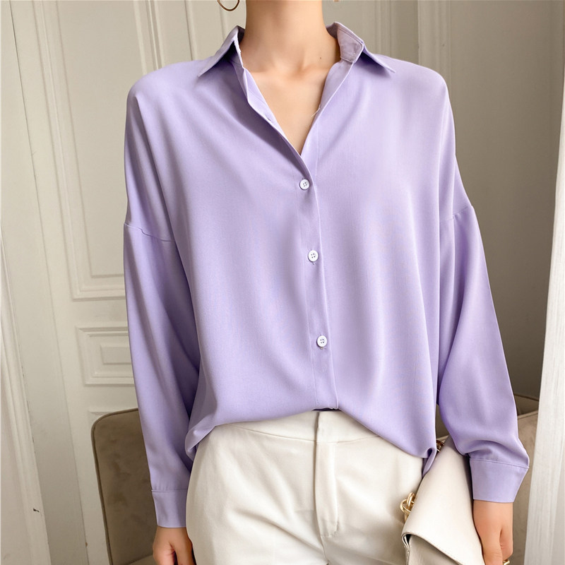2020 new long-sleeved shirt women's loose design niche white shirt drape coat temperament chiffon top