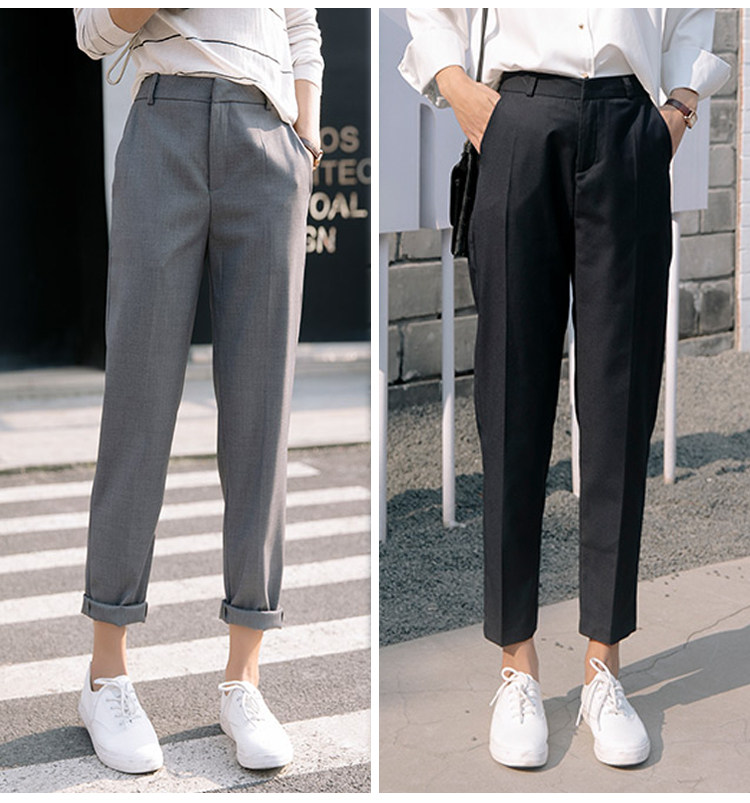 Loose suit pants women's nine-point pants 2021 spring, summer and autumn new black professional pants high waist casual pants cigarette pants
