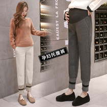 Pregnant women pants wear Net red plus velvet thickened maternity wear autumn and winter clothing woolen leg pants leggings trousers winter