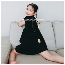 Doll love beauty summer custom female middle child cartoon cute rabbit ear short sleeve small black jumpsuit T-shirt skirt
