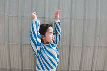 Doll Love Beauty new spring and autumn men and women small children round collar pullover diagonal stripe cotton sweater