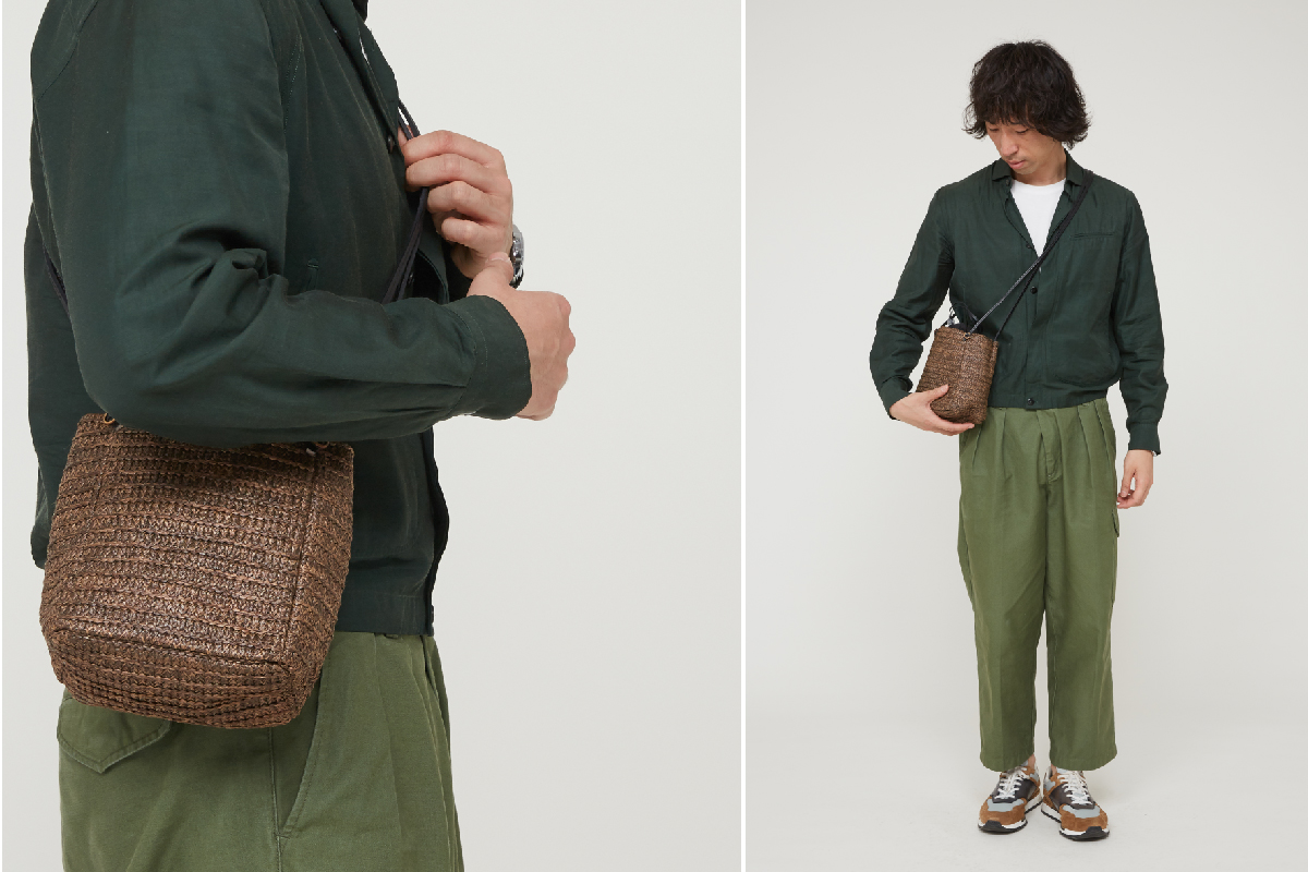 Brain cloth grass woven bag woven women's bag Messenger bag niche ins explosion style bucket bag leather strap retro commuting
