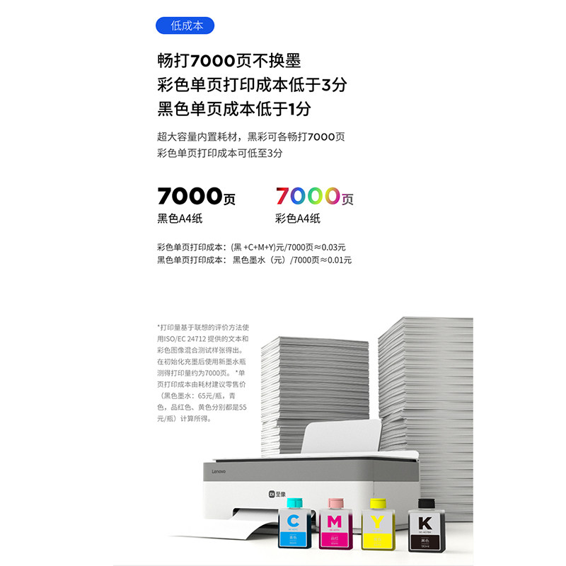 Lenovo Whale Color Inkjet Multifunction Printer Photo Printer Small Home Printer Connectable to Mobile Phone Home Student Color Printer