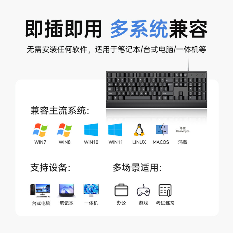 Lenovo Eco Brand Superpower Wired Computer Keyboard Business Office Set Laptop External Universal*
