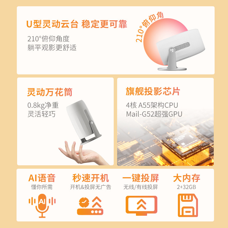 [Hot-Selling Item] Lenovo Xiaoxin 100m Projector, Ultra-High Definition True 1080P, Small Size for Bedroom, Home, Living Room, Mini Dormitory, Student, Portable Office Screen Projection Projector, Low Blue Light Eye Protection