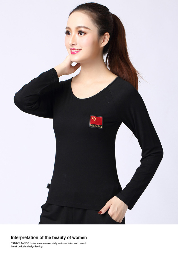 Modal Square Dance Top Phụ nữ tay áo ngắn Thủy thủ mới Áo thun khiêu vũ Latin Trang phục khiêu vũ Quần áo thực hành Quần áo - Khiêu vũ / Thể dục nhịp điệu / Thể dục dụng cụ giày múa cho bé