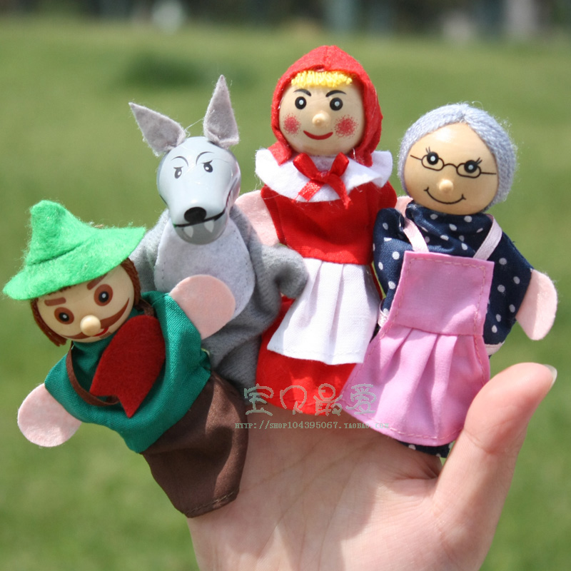 Classic fairytale Little Red Hat Finger Puppet Children's Hands Puppet Toys Little Animals Storytelling Props Cartoon Characters