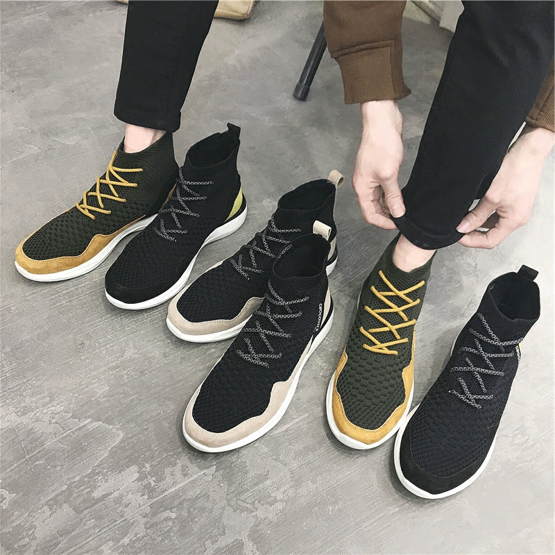 Giày nam Gaobang thời trang nam vớ giày nam cao cấp Phiên bản Hàn Quốc của xu hướng giày mùa xuân giày hip-hop giày thể thao hoang dã - Giay cao