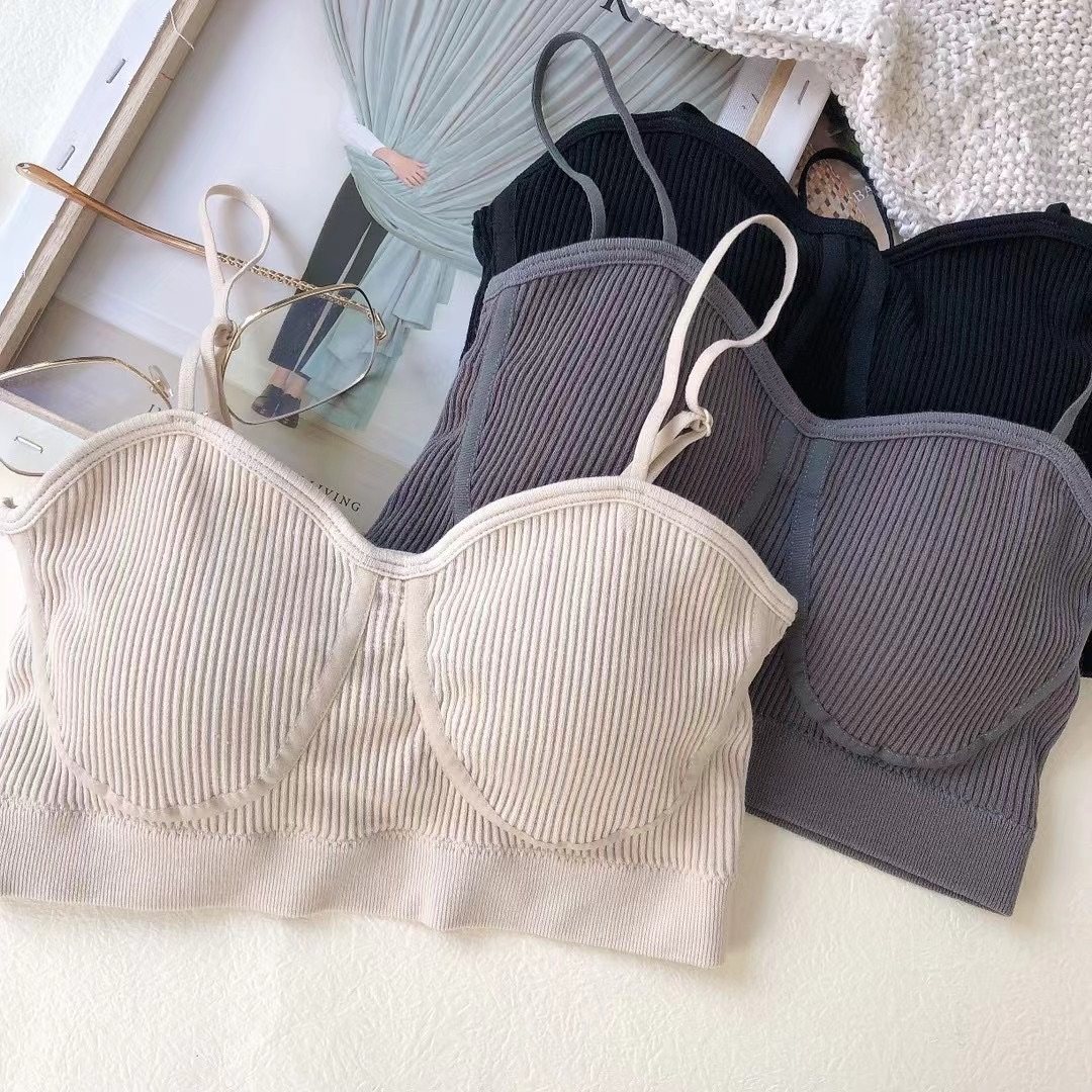 Fine Shoulder Strap Thread Cotton invisible gown Padded Underwear Wrap Chest Vest Beauty Back Bra Smear Lady summer