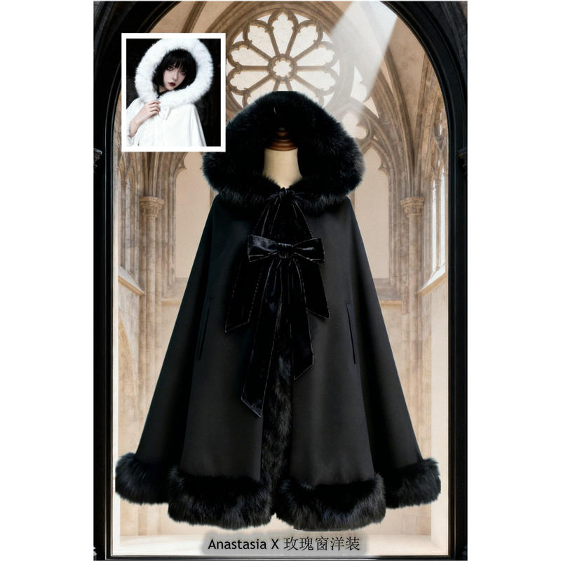 Gothic Lolita Dress Cape Coat Winter Castle Hooded Fringed Woolen Lolita Jacket Gothic Lolita Dress Cape Coat Winter Castle Hooded Fringed Woolen Lolita Jacket