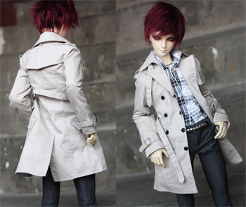 4 points 3 points 17 Uncle Pu Ghost 2 BJD SD double-breasted slim beige windbreaker with oblique pockets