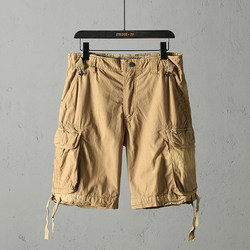 51SHOP men's casual straight men's pants mid -waist cotton workers dressing summer mid -short pants