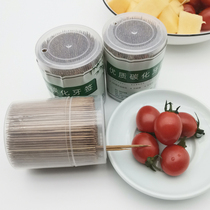 Disposable carbonized toothpick High-end bamboo restaurant home double-headed fruit toothpick 800 filling