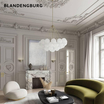 Simple living room large chandelier Duplex house Villa Nordic net Red glass lighting Modern light luxury creative lighting Daquan